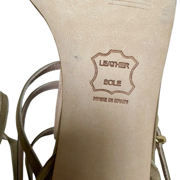 Stuart Weitzman Nuarache Gladiator Sandals Tan Nubuck Leather 7.5 Kitten Heel - Picture 12 of 16